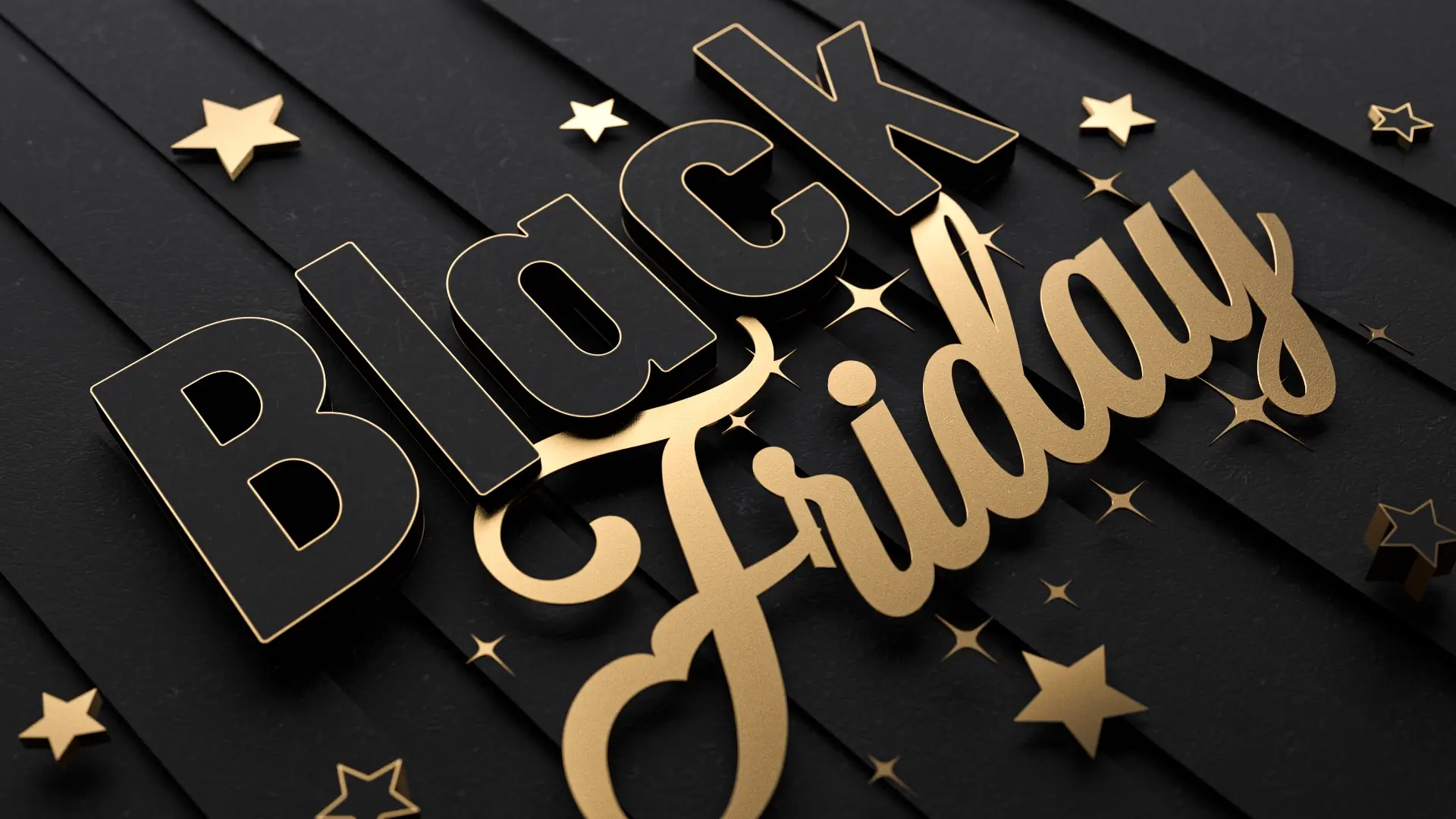 Background design that says Black Friday in gold and black colours